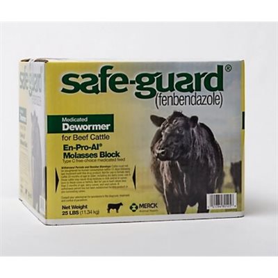 Intervet Safe-Guard® 17022681 En-Pro-Al® Dewormer Block, 25 lb, Molasses, For Beef Cattle
