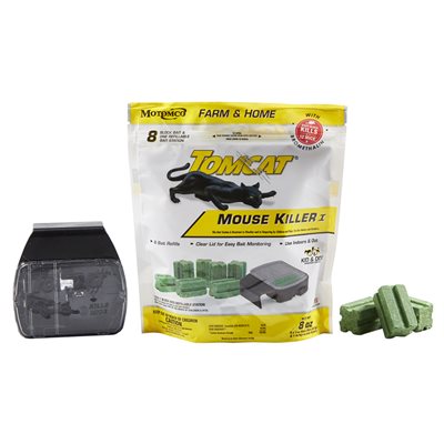 Motomco Tomcat® Bait Station Refillable Mouse Killer I, 1 oz, Green