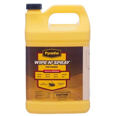 Jeffers Pyranha® Wipe N'Spray™ CXW1 Fly Protection Spray, 1 gal, Yellow, For Horse