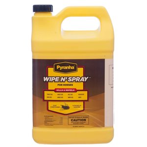 Jeffers Pyranha® Wipe N'Spray™ CXW1 Fly Protection Spray, 1 gal, Yellow, For Horse