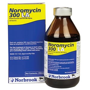 Durvet Norbrook® 01-00713 Noromycin® 300 LA Intramuscular Injection, 250 mL, For Beef Cattle