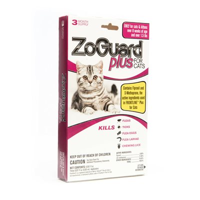 ZoGuard® Plus Flea & Tick Treatment, 3 Dose, For Cat Over 1.5 lb.