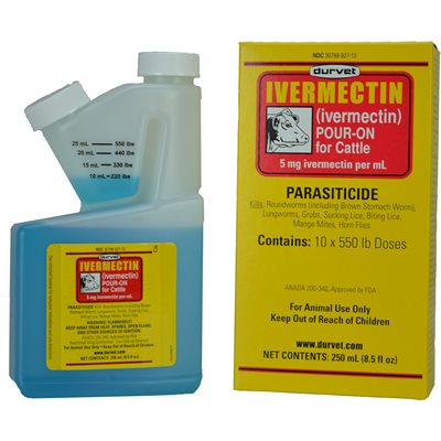 Durvet Pour-On Ivermectin Dewormer, 250 mL Liquid