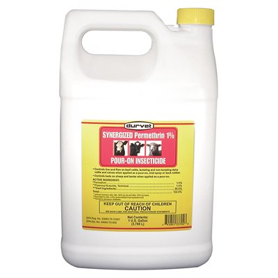 Durvet DV3704 Pour-On Synergized Permethrin 1% Insecticide, 1 gal, Light Amber
