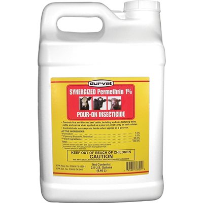Durvet DV3705 Pour-On Synergized Permethrin 1% Insecticide, 2.5 gal, Light Amber