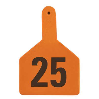Z Tags™ FAR053056 One-Piece Numbered 226-250 Ear Tag, 3 inch x 4-1 / 2 inch, Orange, Cattle