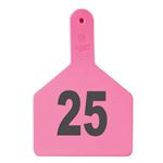 Z Tags™ FAR053291 One-Piece Numbered 1-25 Ear Tag, 3 inch x 4-1 / 2 inch, Pink, Cattle