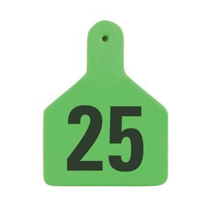 Z Tags™ FAR053922 One-Piece Numbered 26-50 Ear Tag, 2-3 / 8 inch x 3-1 / 4 inch, Green, Cattle