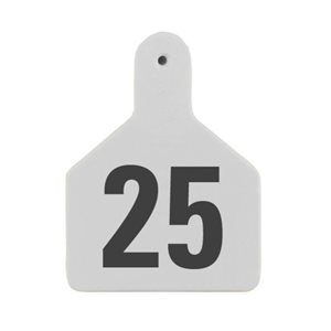 Z Tags™ FAR053934 One-Piece Numbered 76-100 Ear Tag, 2-3 / 8 inch x 3-1 / 4 inch, White, Cattle