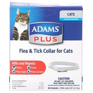Farnam® Adams™ Plus 100520392 Breakaway® Flea & Tick Collar, 13 inch, White, For Cat