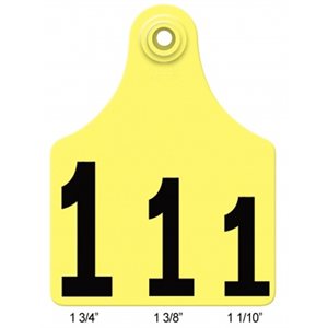 Allflex® GXF075 / GSM-Y Global Female Numbered 51 - 75 Ear Tag, Maxi, 3 inch x 4 inch, Yellow, For Cattle
