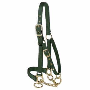 Valhoma® 15 P BL Double Layer Premium Control Halter with Chain, Nylon, Blue, For Yearling Cattle